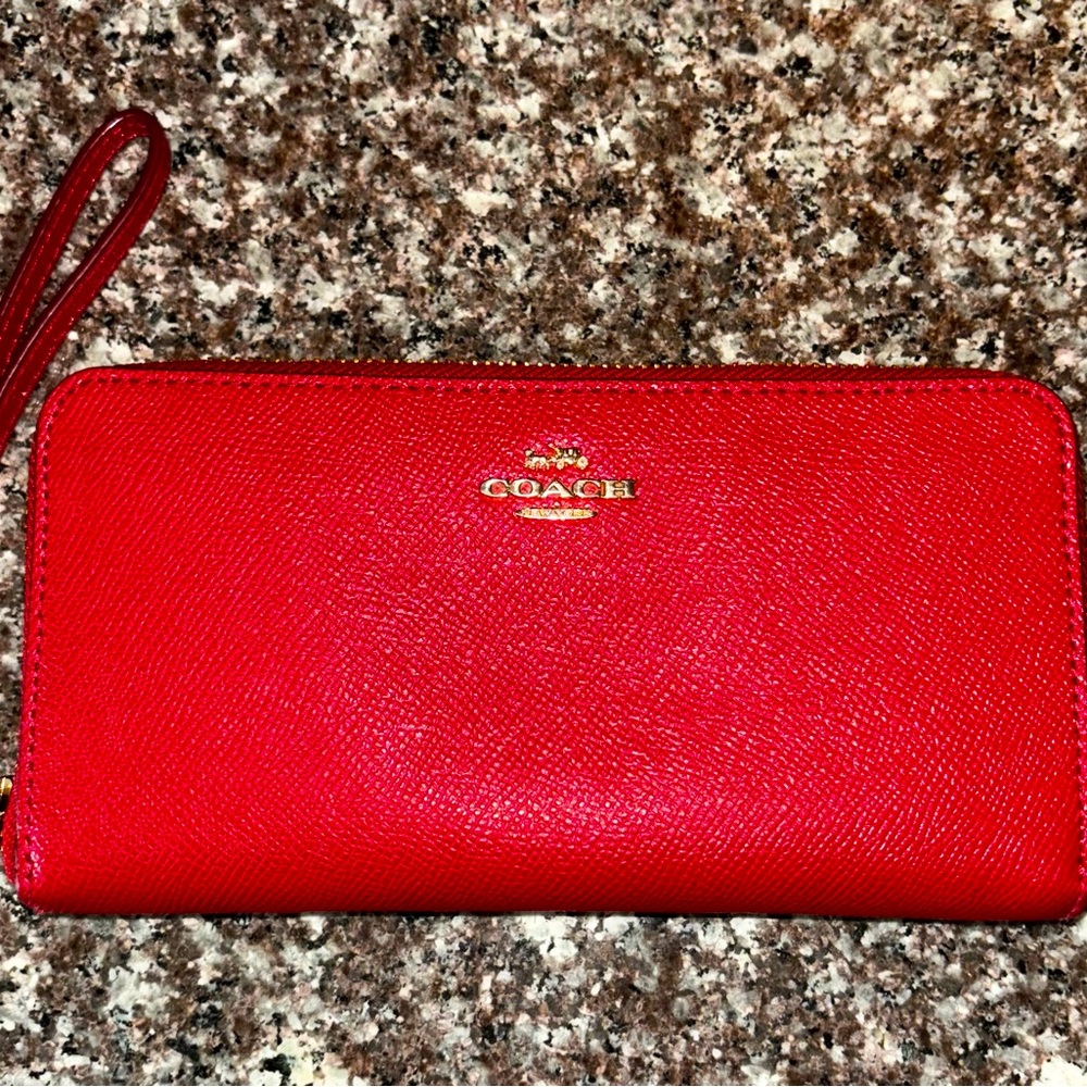 Red Zip Around Coach Wallet